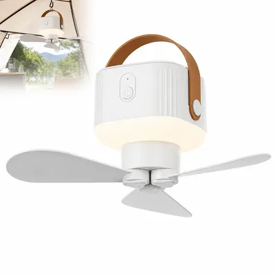 Produktbild von LED-Deckenventilator mit Akku, 7200Ah tragbarer Camping-Ventilator mit Fernbedienung und LED-Licht,Windgeschwindigkeit,ideal für Camping und Wohnheim