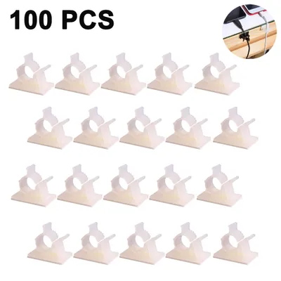 Produktbild von Kabelclips Kabelhalter Selbstklebend Vielzwecke Kabelführung Kabel Organizer Set 100 Stück Einstellbar Kabelschellen Verstellbare Klebstoff Nylon Draht Klemmen