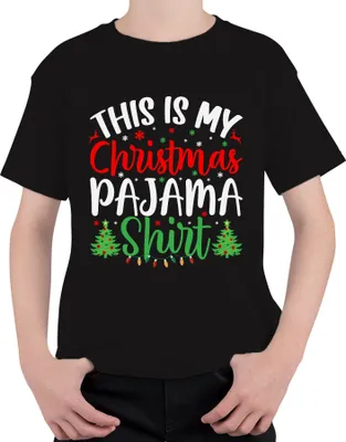 Produktbild von This is my Christmas Pajama Shirt Pyjama - Weihnachten Xmas Christmas Uni Kinder T-Shirt, Schwarz, 152