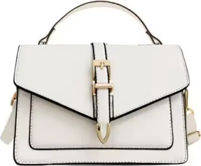 Produktbild von ASKSA Handtasche Damen Klein Umhaengetasche Damen Kunstleder Crossbody Bag Damen Schultertasche Maedchen Elegant Handtasche, Weiss