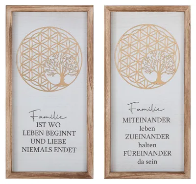 Produktbild von Gilde Bild, rechteckig, "Golden Tree", Spruch, Holz, weiß, VE 2, 2 Stück wie abgebildet, L. 4 cm, B. 30 cm, H. 60 cm 58110