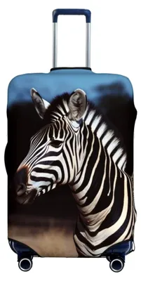 Produktbild von Gepäckabdeckung Zebra, waschbar und dehnbar, für Reisekoffer, elastisch, passend für 45,7 - 81,3 cm, Schwarz, Größe M
