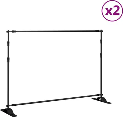 Immagine prodotto di vidaXL Treppiedi per sfondo 2 pezzi nero 305x243 cm acciaio