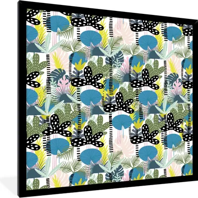 Produktbild von MuchoWow® MuchoWow® Gerahmtes Poster Dschungel - Pflanzen - Abstrakt 40x40 cm - Poster mit zchwarzem Bilderrahmen - Mit Rahmen - Wanddekoration Schlafzimmer