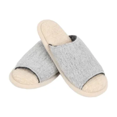 Produktbild von Notra Damen Hausschuhe aus Wolle – warme Uni Slipper, rutschfest & bequem, leichte Wollpantoletten hellgrau (40–41)