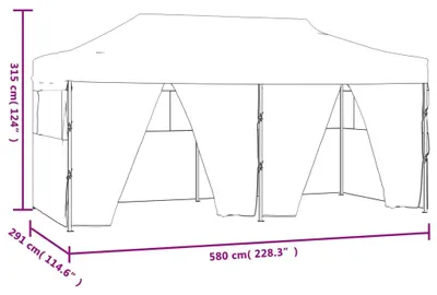 Productafbeelding van vidaXL Professionele partytent, inklapbaar, met 4 zijwanden, 3x6 meter, staal, wit
