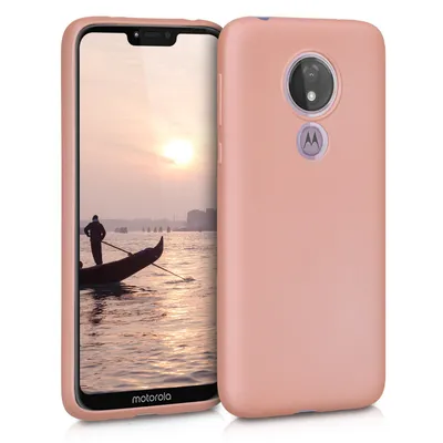 Produktbild von kwmobile Case kompatibel mit Motorola Moto G7 Power Hülle - Schutzhülle aus Silikon metallisch schimmernd - Handyhülle Metallic Rosegold