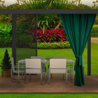 Zdjęcie produktu dla Zasłona ogrodowa 155x200cm zielona 1 szt | zasłona zewnętrzna wodoodporna | zasłona na taras balkon | zasłona na zewnątrz | zasłona do ogrodu