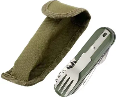 Image de Set d'ustensiles de camping, multifonctionnel, pliable, vaisselle amovible en acier inoxydable