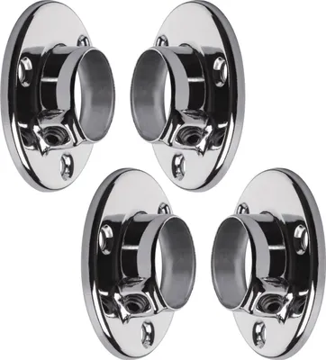 Produktbild von 2 Paar (4 Stück) Schrankstangenlager verchromt für runde Schrankrohre mit Ø 25 mm Kleiderstangenträger Schrankstangenhalter von SOTECH