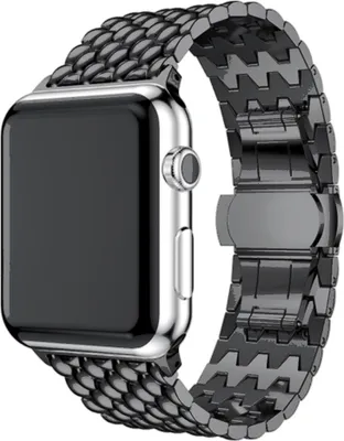 Produktbild von Strap-it Apple Watch 8 Drachenarmband Stahl (Schwarz)