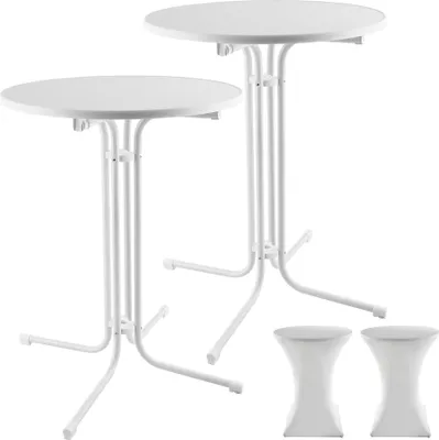 Produktbild von tectake® Stehtisch Eren rund mit Tischhusse bodenschonende Kunststofffüße & Ausgleichsschraube