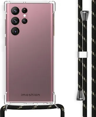 Image de imoshion Coque arrière transparente avec cordon pour Samsung Galaxy S22 Ultra - Noir et or