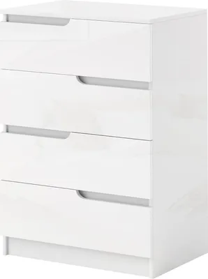 Immagine prodotto di Cassettiera laterale con 4 cassetti, cassettiera per soggiorno, camera da letto, bianco lucido 60 x 40 x 85 cm |