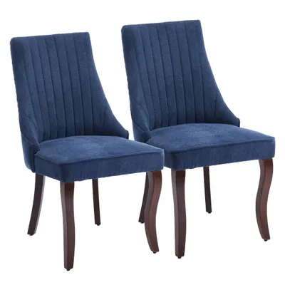 Produktbild von Esszimmerstuhl Chenille 2er-Set Küchenstuhl, 4 Holzfüße mit Verstellbaren Fußpads
