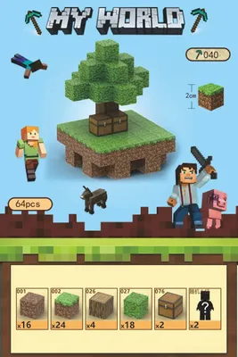 Image de Blocs de construction magnétiques Minecraft 64 éléments + 2 figurines aléatoires
