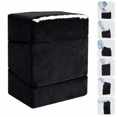 Produktbild von Fußstütze Schreibtisch mit Warmer Fußtasche, Höhenverstellbare Ergonomische Fußhocker mit Waschbarem Bezug, Hochdichtem