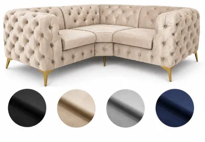 Produktbild von Ecksofa Moet L-Form beige 202x202 cm groß – Wohnlandschaft modern, gesteppt, Bonellfederkern, frei stellbar
