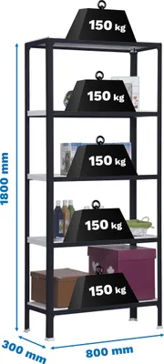 Zdjęcie produktu dla SIMONHOME CLICK MINI 5/300 Półka ANTRACYTOWA/BIAŁA