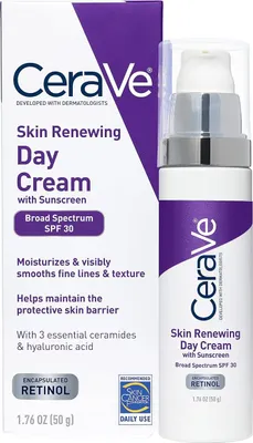 Produktbild von Gesichtscreme, CeraVe, hauterneuernd, feuchtigkeitsspendend und Anti-Falten-Effekt, mit Ceramiden, Hyaluronsäure und Retinol, SPF 30, 50gr, 50gr