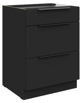 Produktbild von Küchen Unterschrank 60 cm SIENA Schwarz Vollauszug Soft-Close Küche Küchenzeile