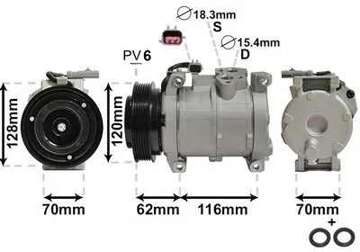 Produktbild von VAN WEZEL 0700K109 Klimaanlage Klimakompressor PAG 46 R134a für CHRYSLER VOYAGER IV (RG, RS)