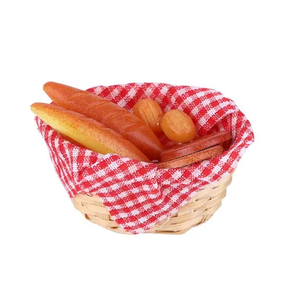 Obrázok produktu pre Miniatúry potravín do domčekov pre bábiky: chlieb, košík. Zábavná hračka, darček, dekorácia pre deti