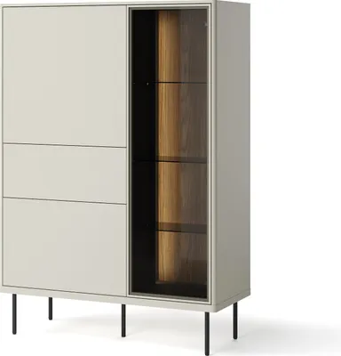 Produktbild von Furniture24 Vitrine Epiro Ep-01 Wohnzimmerschrank Kaschmir / Dunkle Eiche