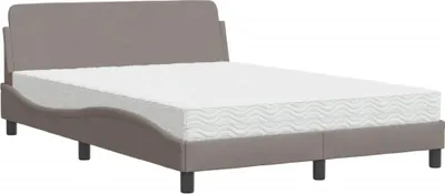 Produktbild von vidaXL Bett mit Matratze "Dover" Taupe 120x200 cm Stoff
