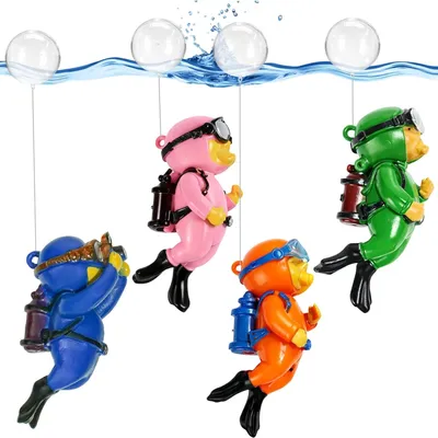 Imagen del producto de Decoración para acuarios, 4 figuras de buzos flotantes hechas de PVC, resistentes al agua, para acuarios de agua dulce
