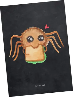 Produktbild von Mr. & Mrs. Panda Postkarte Spinne Agathe Sandwich - Kreidetafel - Geschenk, Mut, Ansichtskarte, Grußkarte, Postkarten, Hungrig, einzelkarte, Glück, bildkarte, Hunger