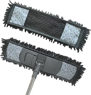 Productafbeelding van Vloermop - Reinigingsaccessoires - Vloeren Reinigen - Telescopische steel - 45 cm breed - Grijs