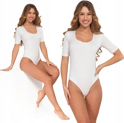Produktbild von Eleganter Damenbody mit tiefem Ausschnitt, glatt, kurze Ärmel MORAJ M