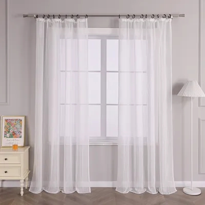 Produktbild von Joyswahl Vorhang mit Kräuselband 140 x 225cm Voile Gardine mit Streifen transparent Weiß 1 Stück