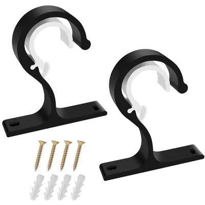 Gordijnroedehalter 2er-Set Aluminium schwarz 8,3 cm