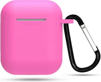 Produktbild von Rosa Hülle passend für AirPods - AirPods-Hülle - AirPodscase - AirPods-Hülle mit Karabiner - Pink - Silikon - AirPods 1 & 2 - Passend für Apple AirPods - CHPN