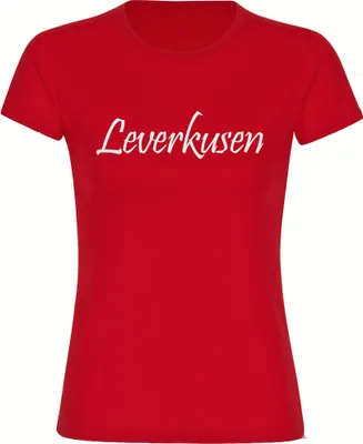 Produktbild von multifanshop Damen T-Shirt - Leverkusen - Schriftzug, rot, Größe S