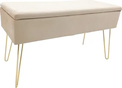 Productafbeelding van Famanu zitbank met opbergruimte - Fluweelbekleding - Rechthoekig - Crème