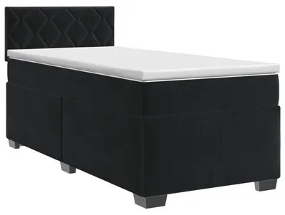 Image de vidaXL Lit boxspring avec matelas noir 90 x 200 cm velours