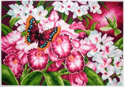 Produktbild von CdA Kreuzstich-Muster "Orchideen", gedruckt auf Stoff, 27 x 39 cm