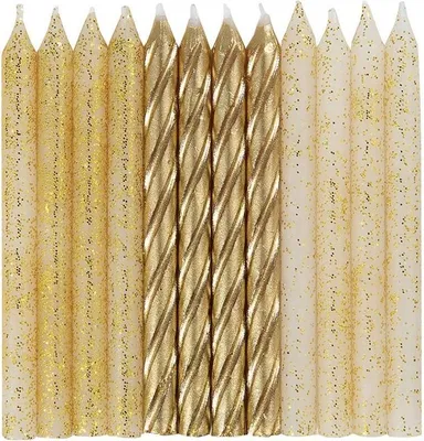 Produktbild von 24 Geburtstagskerzen gold Mix