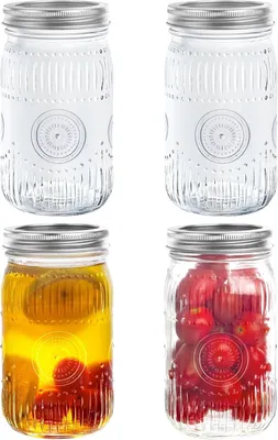 Zdjęcie produktu dla Omgoods - Zestaw 4 szklanych pojemników z hermetycznym zamknięciem, pojemność 1 litr - idealne do przechowywania żywności