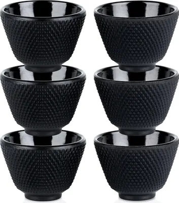 Produktbild von Vilde | Teetassen - Schwarz - 60 ml - 6 Stück - Japanische Teeschalen - Gusseisen