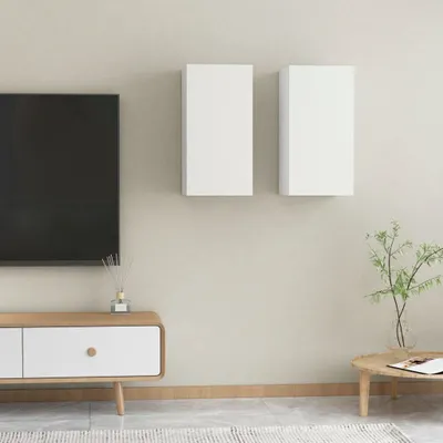 Imagen del producto de Maison Exclusive - Muebles para televisión, 2 unidades, blanco, 30,5 x 30 x 60 cm, material de madera