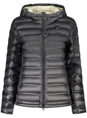Produktbild von Damenjacke Schwarz mit Kapuze aus recyceltem Material - Slim Fit