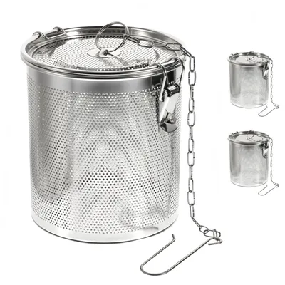 2er Set Edelstahl Teesieb, großer Teefilter für Kannen, mit Haken