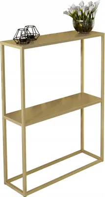 Zdjęcie produktu dla Konsola Loft Metalowa Złota 60x20x78 Stolik do Przedpokoju Salon Industrialna Wąska Toaletka