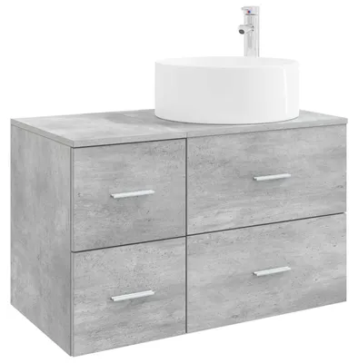 Immagine prodotto di vidaXL Set di mobili da bagno, 2 pezzi, grigio cemento, materiale composito di legno