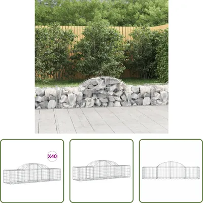 Image de The Living Store Gabions avec arc surélevé 40 pcs. 200x50x40/60 cm Fer galvanisé