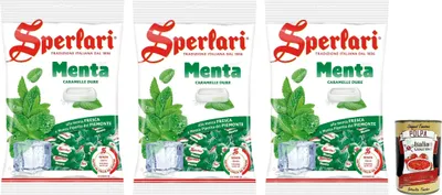 Produktbild von Sperlari Menta, Caramelle alla menta, Münzbonbons, lollies Süßigkeiten. 3x 500g + italian Gourmet polpa 400g